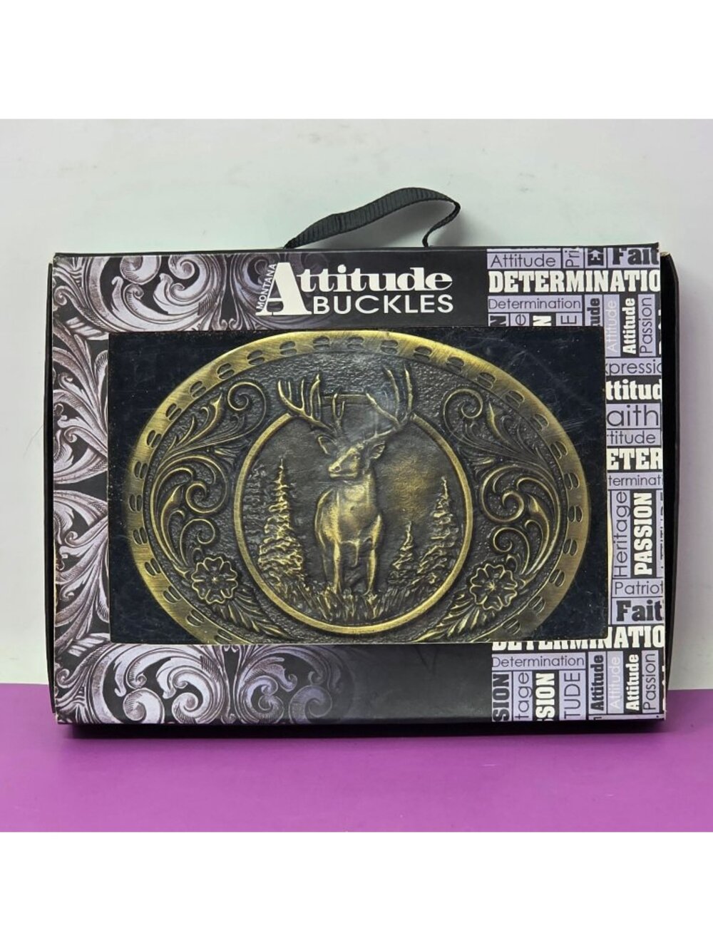 Montana Silversmiths Attitude Buckle Deer Design Oval Fits 1.5-Inch Belt NIB